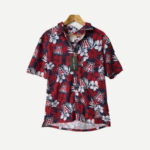 NWTs - UNIVERSITY OF ARIZONA SHORT SLEEVE BUTTON DOWN HAWAIIAN PATTERN